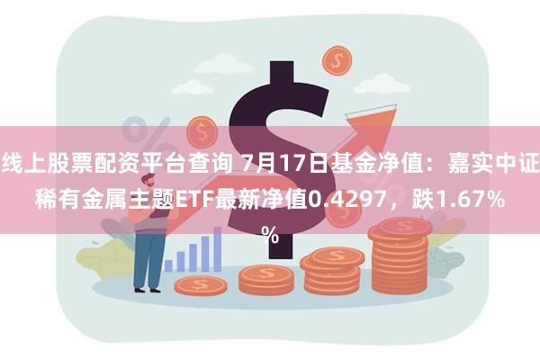 线上股票配资平台查询 7月17日基金净值：嘉实中证稀有金属主题ETF最新净值0.4297，跌1.67%